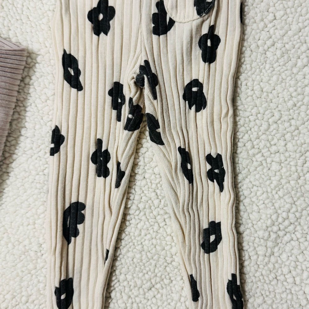 Zara Kids Cream and Black Floral Leggings